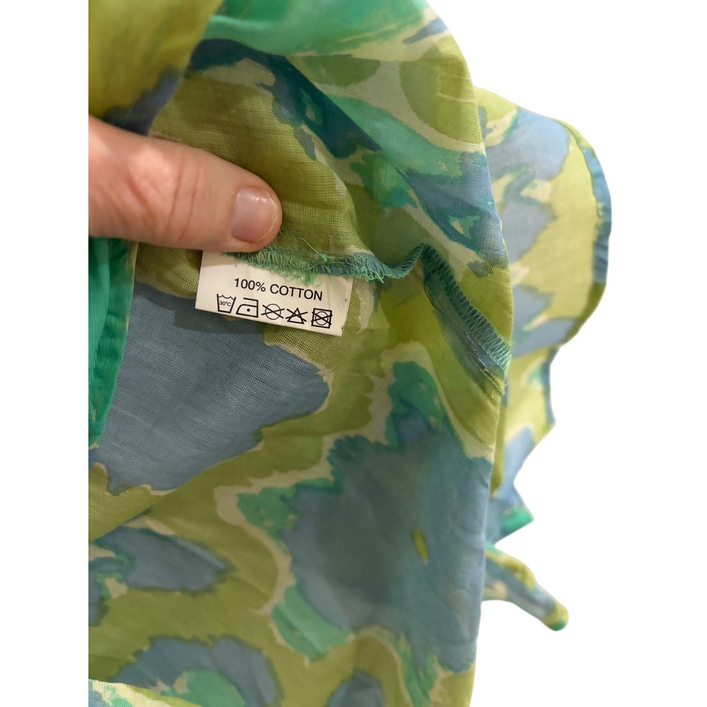 Rockflowerpaper Hillary Lime Beach Tunic‎ XL Blue Green Ikat Cotton Embroidered - Picture 6 of 9